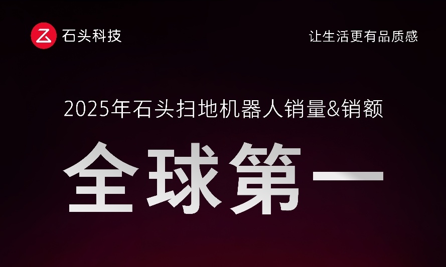 石头科技扫地机器人断层领跑！夺2025年全球销量、销额双第一