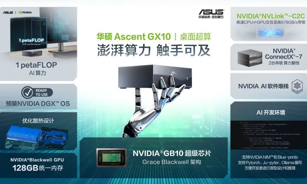 桌面超算降临！华硕Ascent GX10颠覆AI开发，2000亿参数模型随手可跑