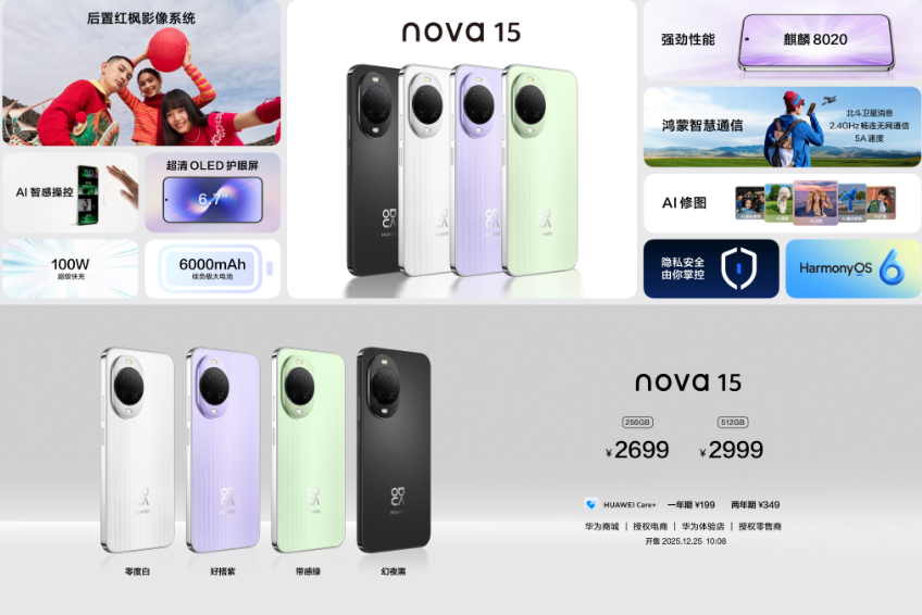nova 15系列正式开售：配置拉满加量不加价，超级nova真的香！还可领红包
