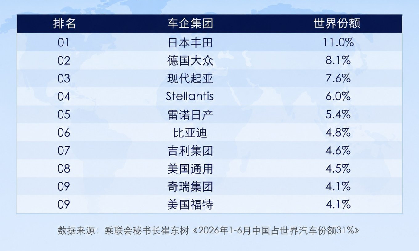 中国汽车崛起!这三家车企杀入全球销量前十