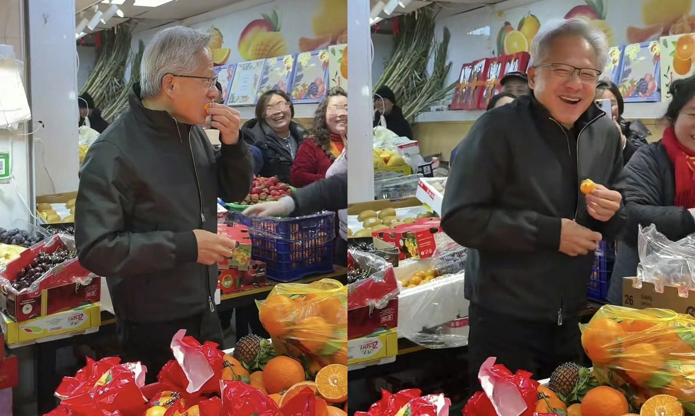 华人首富黄仁勋现身上海菜市场，还给摊主发红包，太接地气