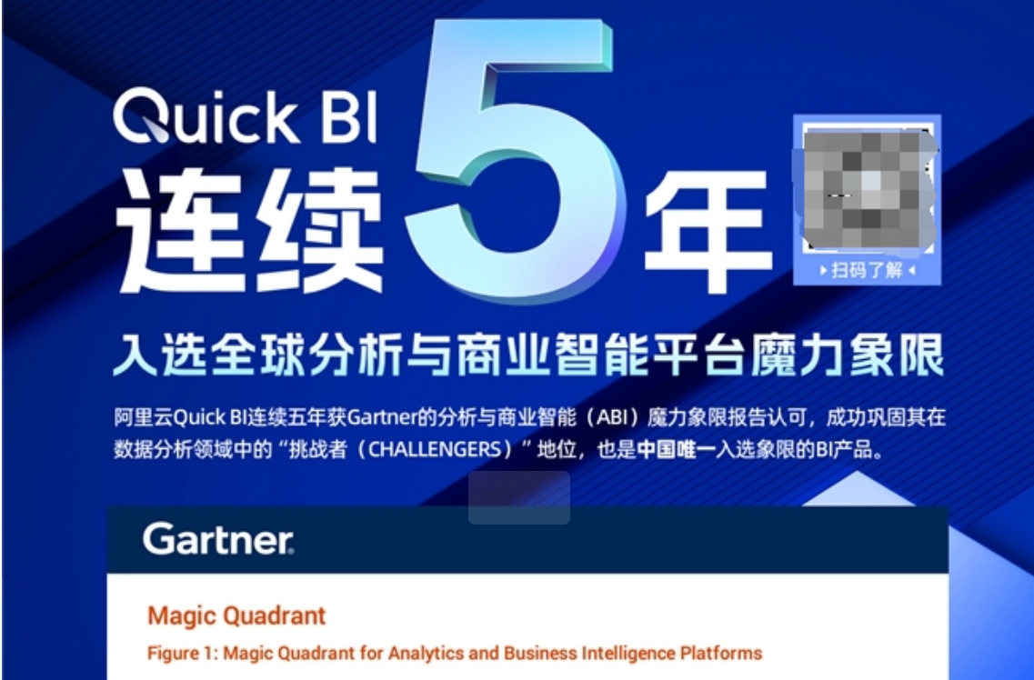 阿里云连续五年入选Gartner® 分析和商业智能平台魔力象限,中国唯一!